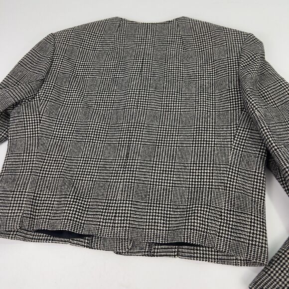 Vtg Pendleton Suit Jacket Women’s PS Black Houndstooth Plaid Cropped Slits 1960s - Picture 4 of 16